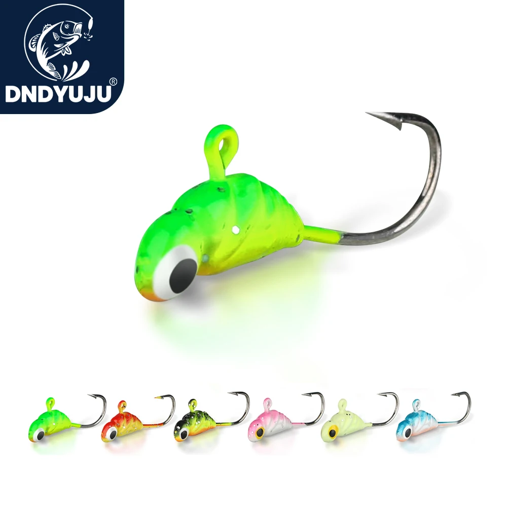 DNDYUJU 5Pcs 28mm/2g Winter Ice Fishing Hook Lure Mini Metal Bait Fish Lead Head Hook Bait Jigging Fishing Hook