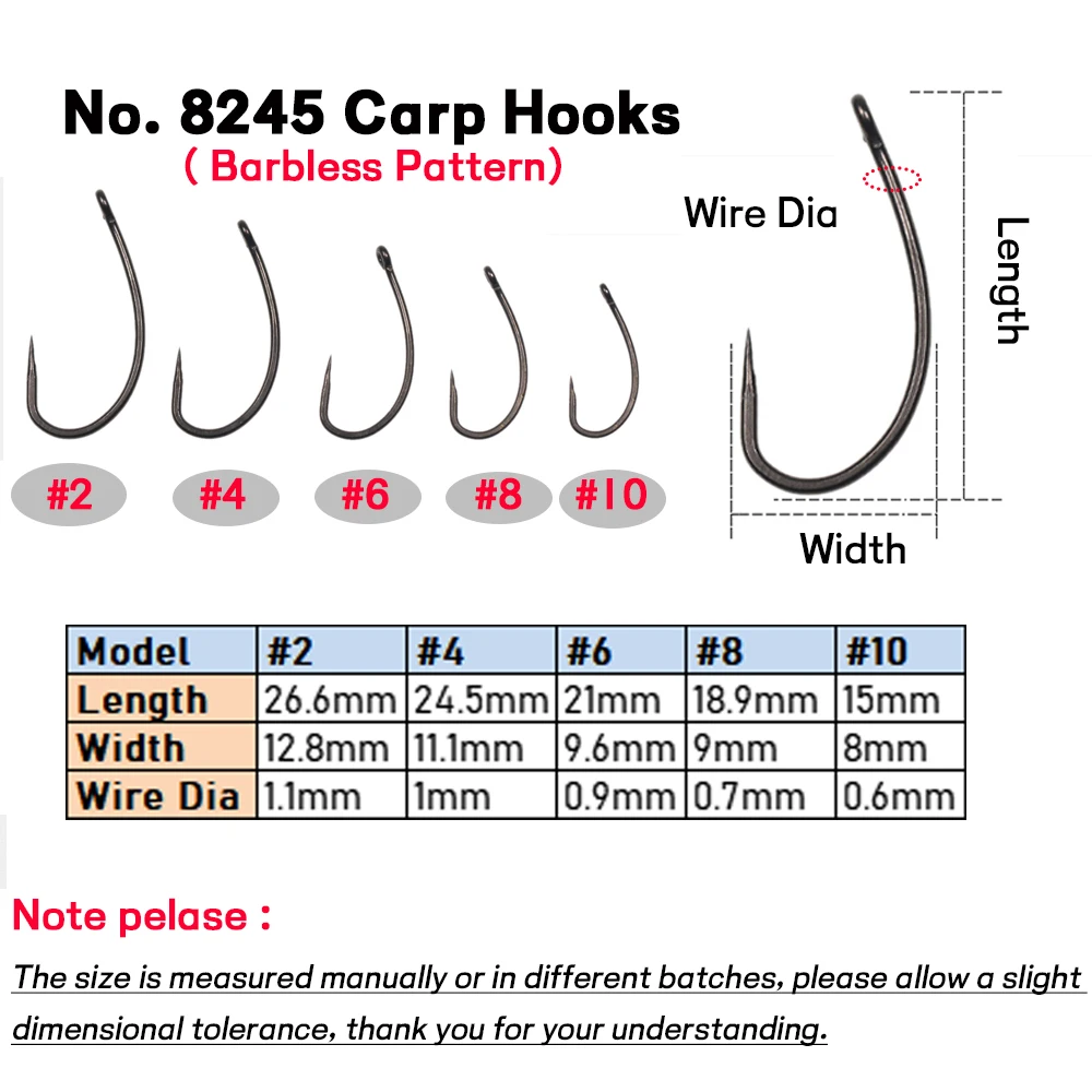 JIGEECARP 500pcs Barbless Fishing Hook Circle Curve Shank Carp hooks Hair Rigs Non-barb Fish Hook Size 2# 4# 6# 8# 10# Wholesale