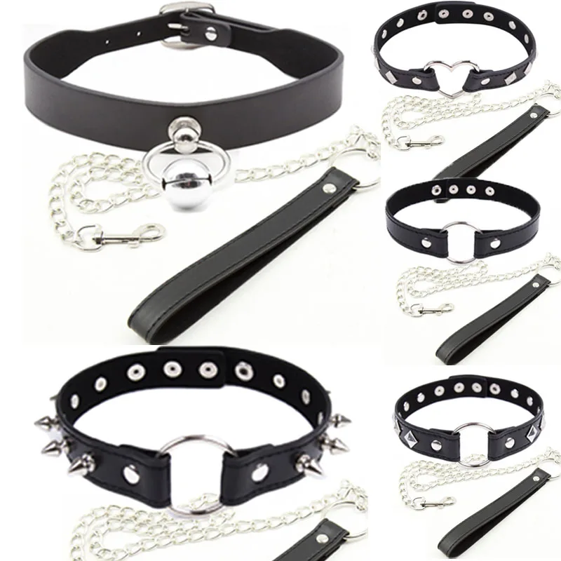 Bdsm Fetish Bondage Slave Sex Collar Leash Steel Chain restricts Adult Game Dog chain punish Neck Collars Erotic Sex Toys Slave