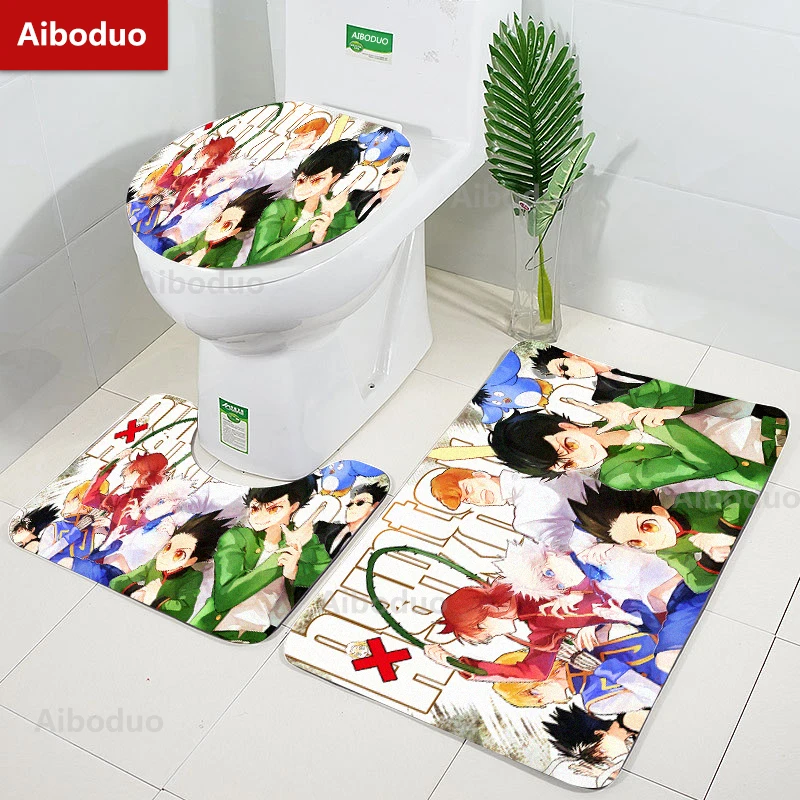 

Aiboduo Customizable Anime HUNTER×HUNTER Non Slip 3pcs/set Toilet Lid Cover Set Home Decoration Contour Bat Mat Bathroom Carpet