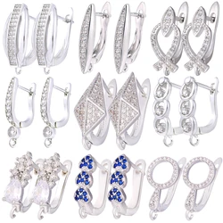 Juya 2 4Pcs/Lot 18K Gold Silver Plated Ear Wire Earring Hooks Fixture Shvenzy Accessories For DIY Fashion Women Earrings Making