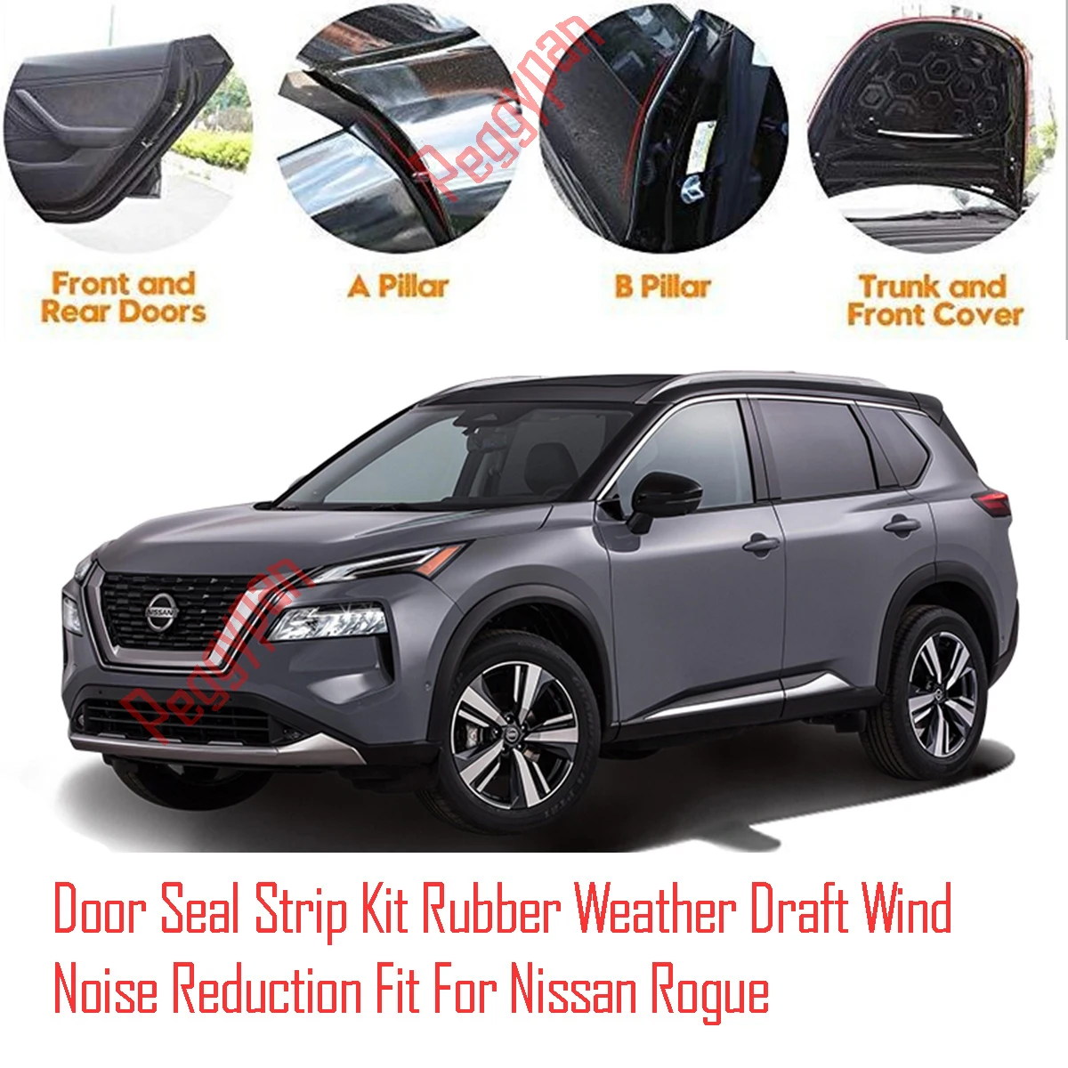 Door Seal Strip Kit Self Adhesive Window Engine Cover Soundproof Rubber Weather Draft Wind Noise Reduction Fit For Nissan Rogue