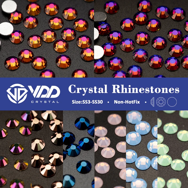 VDD Nail Rhinestones Crystal Non Hot-Fix Rhinestones for Needlework Nail Sticke Stone Crystals DIY Nail Art Accessories ss3-ss30