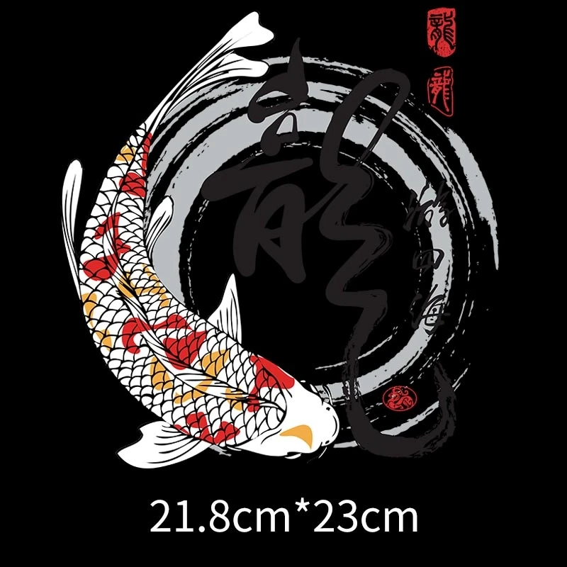 2021 new large vinyl Japanese sea wave Mount Fuji fish heat transfer Iron on clothes DIY personalized decoration accessories