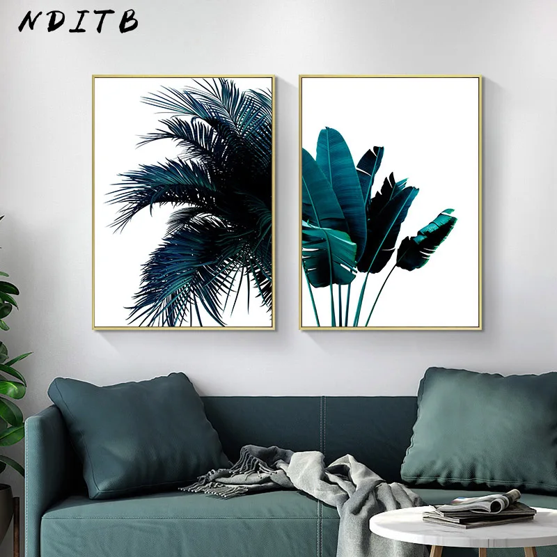 Blue Banana Palm Tree Leaf Abstract Poster Botanical Canvas Print Nordic Style Painting Creative Picture Modern Home Decoration