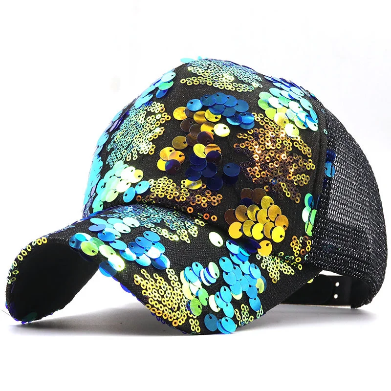 

New Sports Cap Sanpback ladies embroidered baseball caps sequins fashion casual curved hats girls can adjust hip hop hat