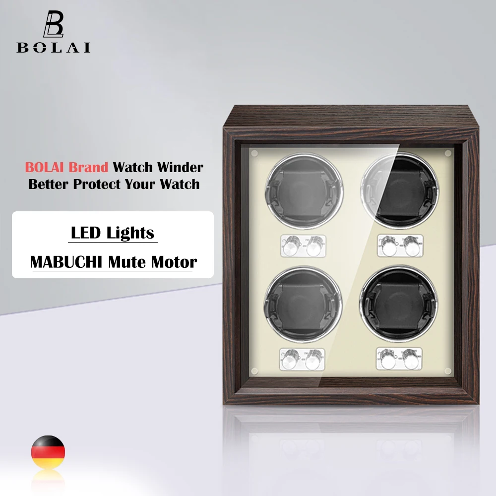 BOLAI Brand Luxury Wood Watch Winder High-End 2 4 6 Slot Automatic Watches Box with Mabuchi Moto Watch Cabinet Clock Storage Box