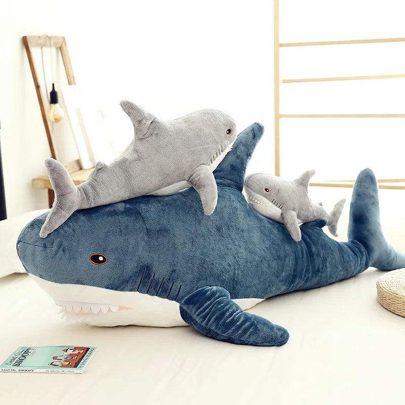 60-140cm Big Giant Polupar Shark Skin Soft Plush Shark Semi-Finished Coat Fish Pillow Toys Dolll Gift for Kids Baby