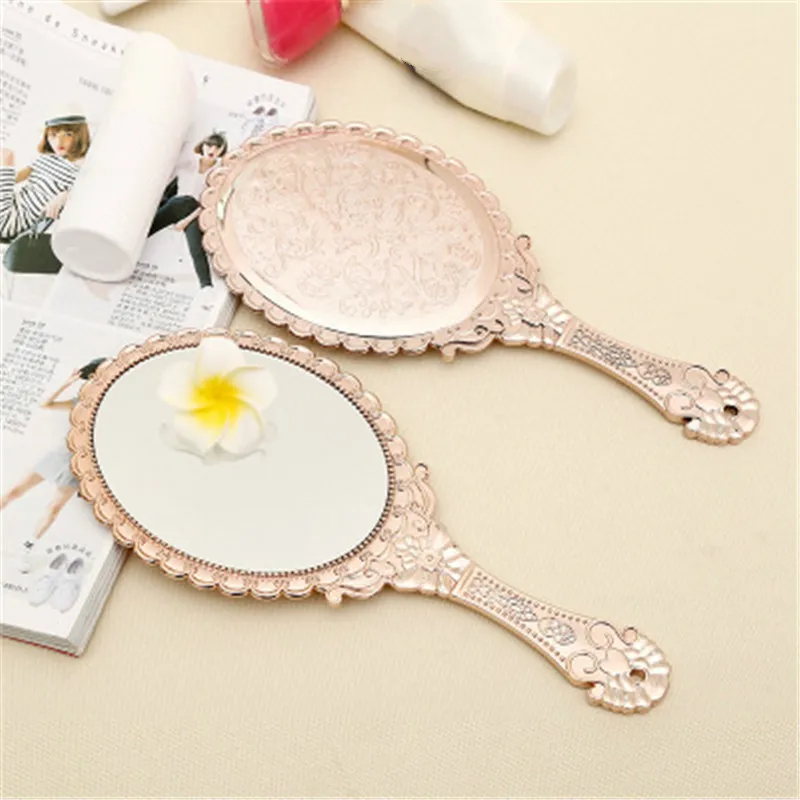 Portable Vintage Cosmetic Makeup Mirror Hand Hold Oval Round Mirror Noble Restore Ancient Ways Court Mirror Beauty Tool