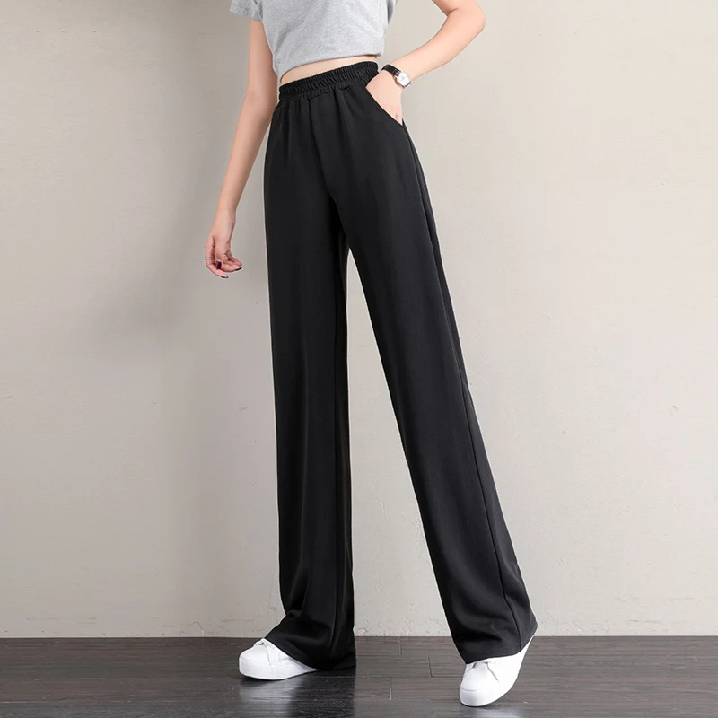 PELEDRESS Women Straight Pants Wide Leg High Waist Sweatpants Korean Fashion Streetwear Loose Oversize Famale Casual Trousers