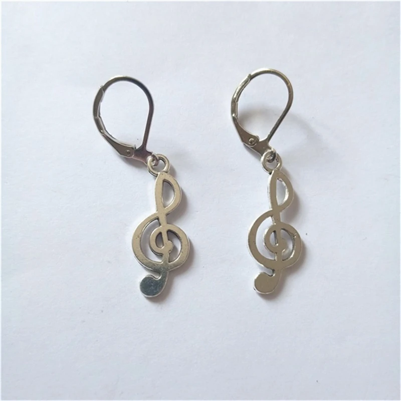 Music note Leverback Earrings Music Earrings Antique Silver Color Treble Clef Earrings Man Earrings Women Earrings