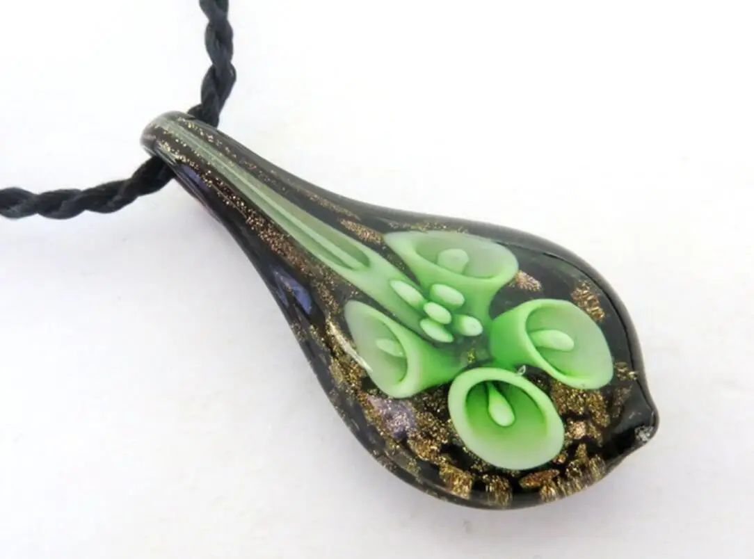 New Handmade Glass Murano Lampwork Flower Pendant Fit For Necklace LL42