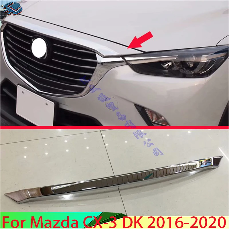 ABS Chrome Front Hood Bonnet Grill Grille Bumper Lip Mesh Trim Cover Molding Car Styling Kit Sticker For Mazda CX-3 DK 2016-2020