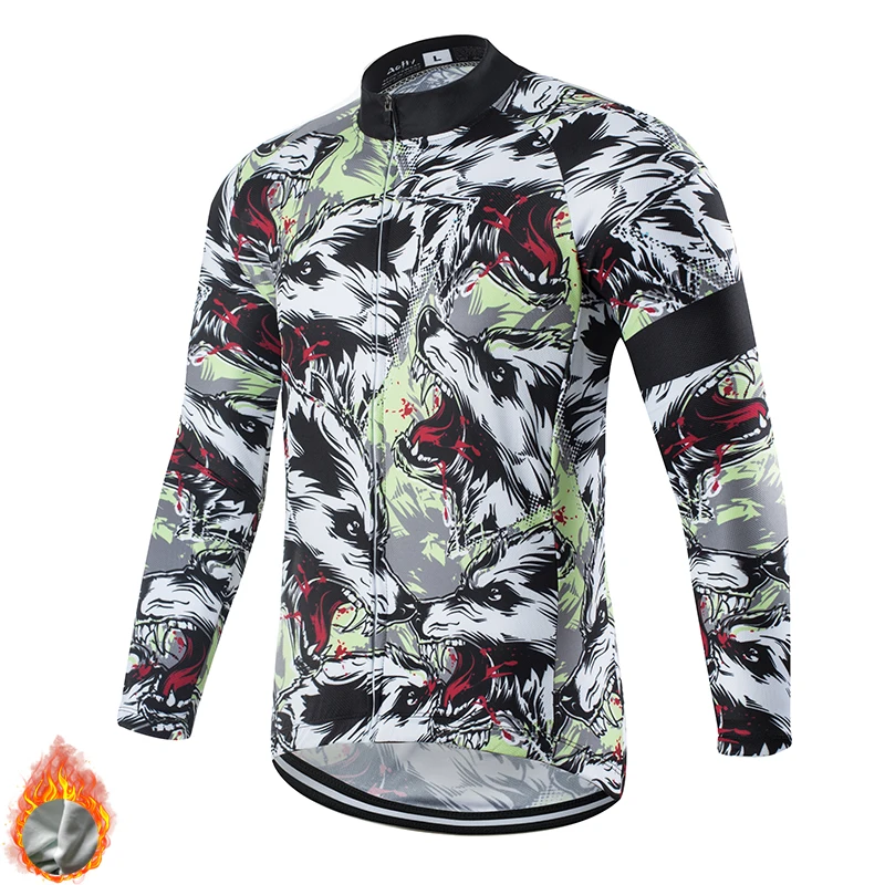 

2022 Men's Winter Thermal Sport Kit Cycling Jersey Long Sleeve Fleece Mountain Bike Jacket