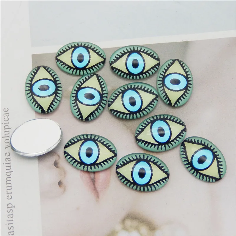 20PCS glass eyes cabochons 13*18MM Oval Dome Handmade Photo Glass Cabochons Toys eye DIY Jewelry Accessory MIX Pupil Eye Cameo