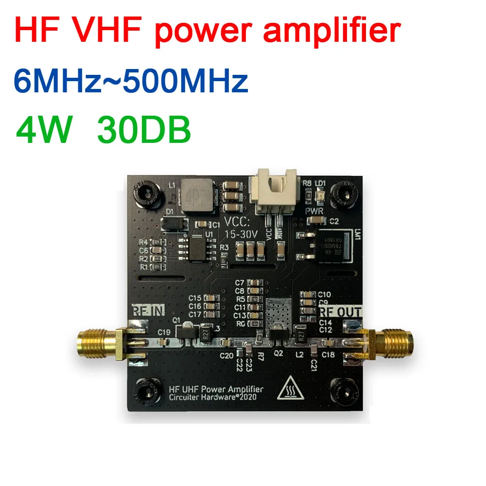 Amplificateur de puissance 6MHz ~ 500MHz 4W HF VHF UHF RF, High Dead pour radio amateur FM, walperforé, talperforé, onde courte, 433 successifs Z