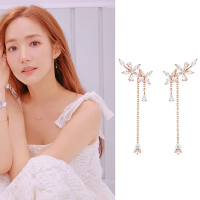 Flower Earrings ресницы piercing man for women Korea Secretary Park Minying same Earrings temperament Earrings