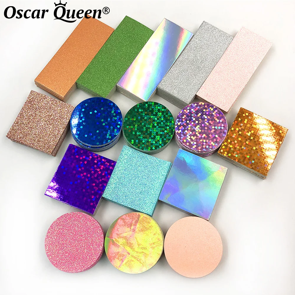 Wholesale 50/100/200 Pcs False Eyelashes Box Package Internal Glitter Background Paper Card For Square Round Eyelash Case Makeup