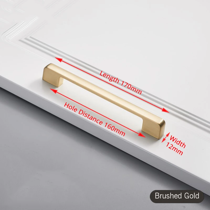 NAIERDI Gebürstet Gold Schrank Griff Zink-legierung Gerade Griff Schublade Knob Dekorative Küche Schrank Zieht Möbel Hardware