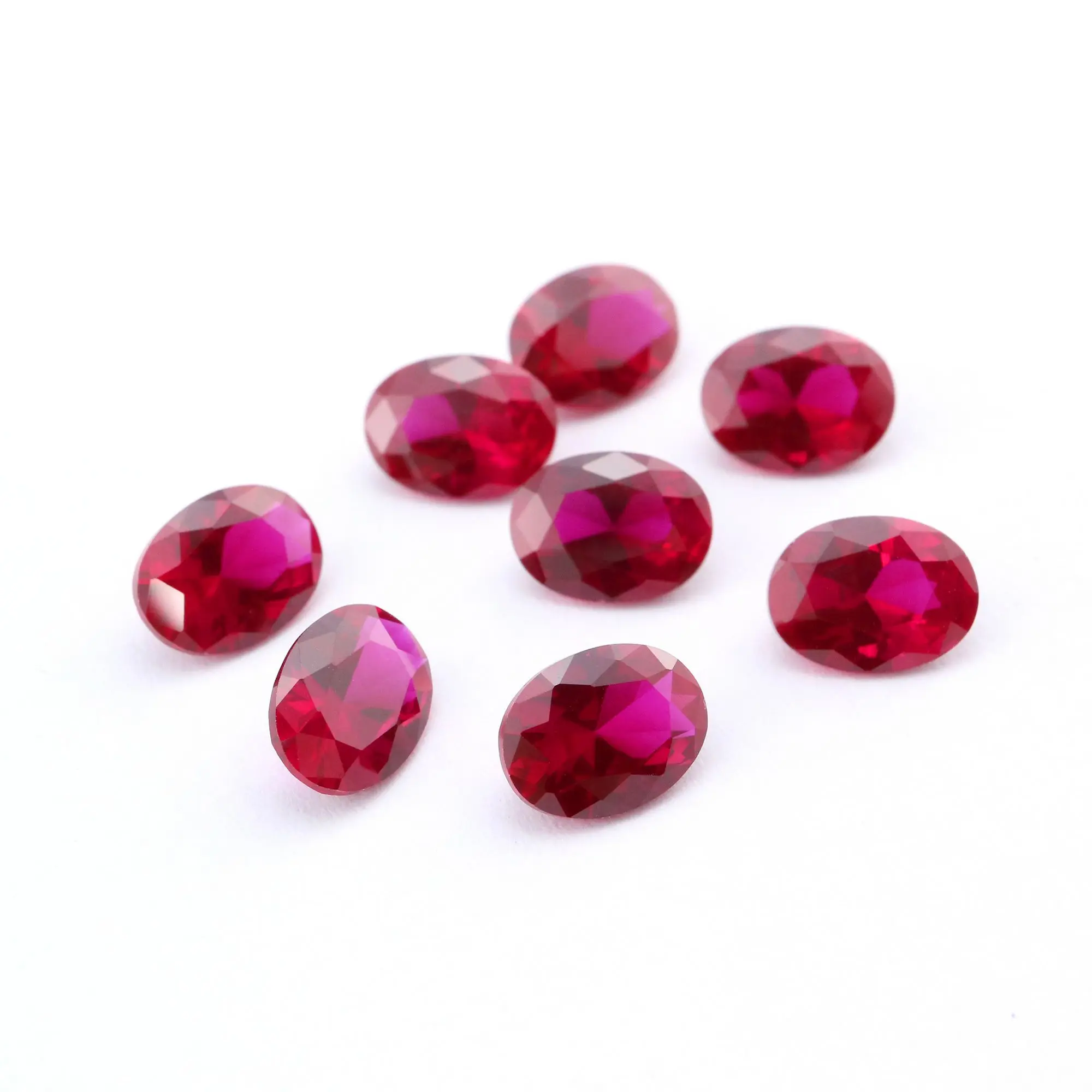 1 sztuk Lab utworzono owalne Ruby lipiec Birthstone Red Faceted kamienie szlachetne luzem DIY materiały jubilerskie 4120126