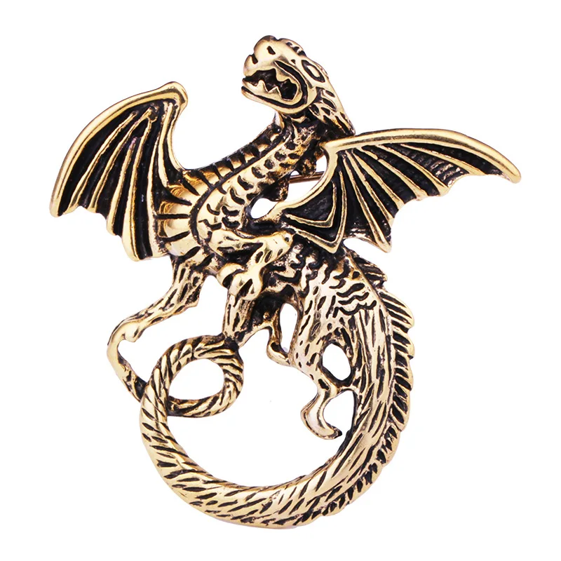 Neue Vintage Flügel Drachen Brosche Pin Metall Tier Kragen Pins Casual Party Broschen Geschenke für Frauen und Männer Schmuck Zubehör – Detail 6
