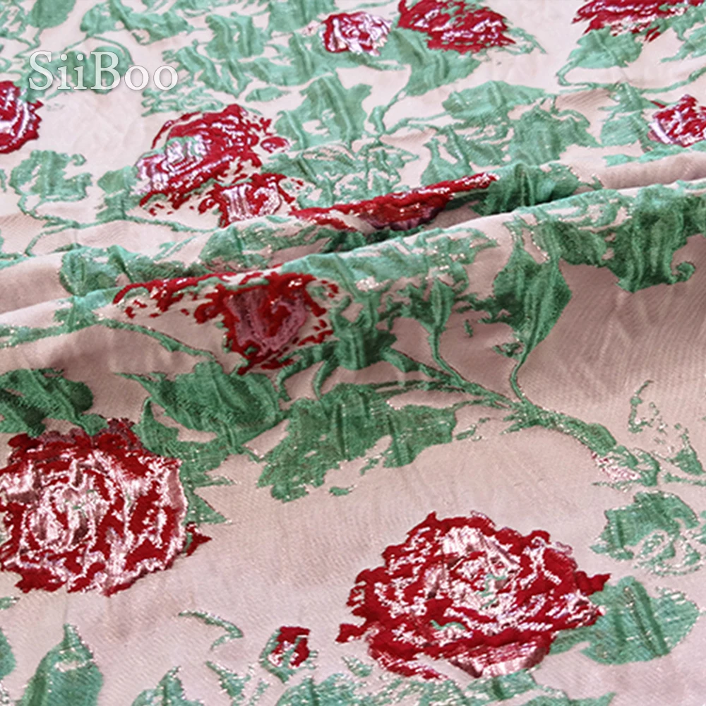 Siiboo french romantic style lurix yarn-dye jacquard fabric with rose pattern color contrast feminine sp6293