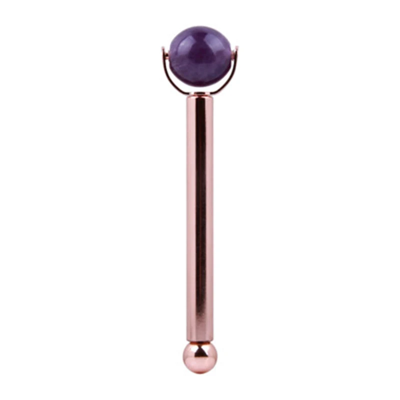 Natural Amethyst Jade Roller Rose Quartz Crystal Jade Ball Facial Massager Facial Massage Tool Green Stone Quartz Face Roller