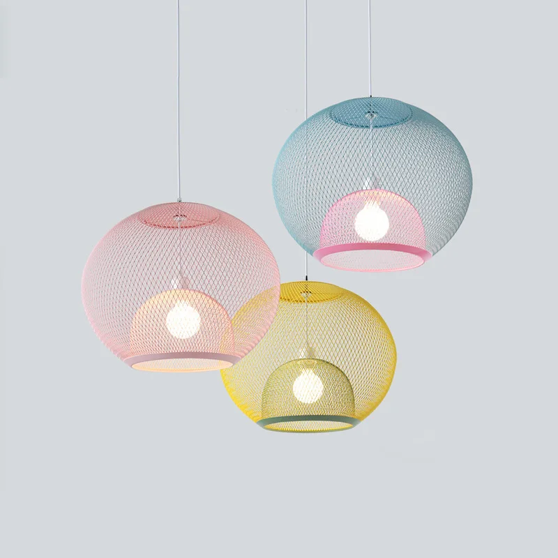 Nordic Macaron Wrought Iron Spherical Dual Layer 5W LED Cord Hanging Droplights with 120cm Cord Pendant Lights