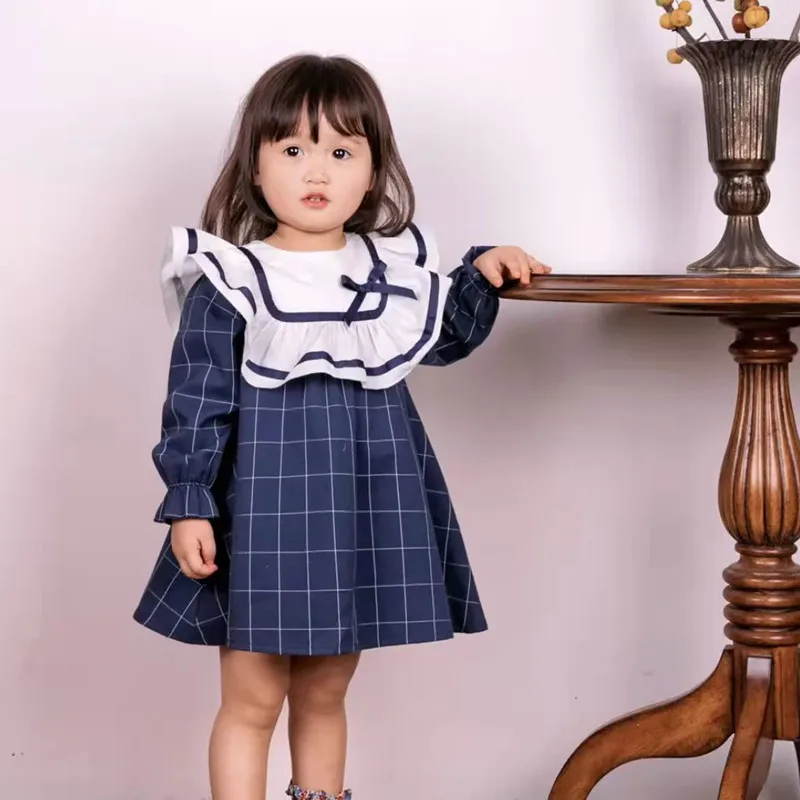 Designer Newborn Baby Boutique Dress Girls Spanish Style Frocks Infant Birthday Baptism Cotton Robe Toddler Girl Plaid Dresses