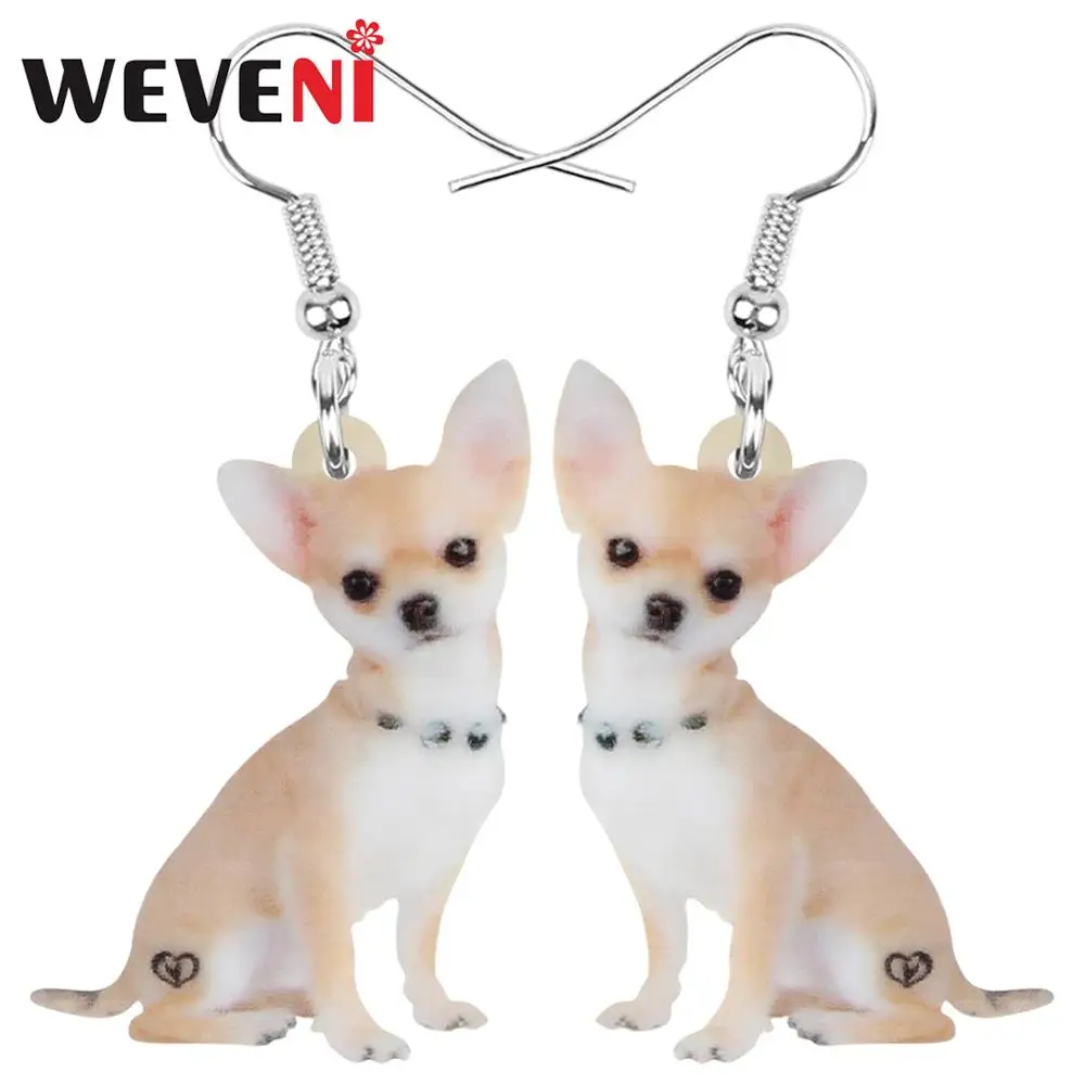 

WEVENI Acrylic Chihuahua Dog Earrings Animal Drop Dangle Jewelry For Women Girls Teens Kids Trendy Charm Hot Sale Gift Accessory