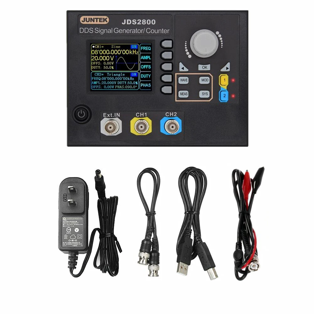 JUNTEK JDS2800-60M 60MHz Signal Generator Dual Channel Function DDS Digital Control Frequency Meter Arbitrary Waveform Generator