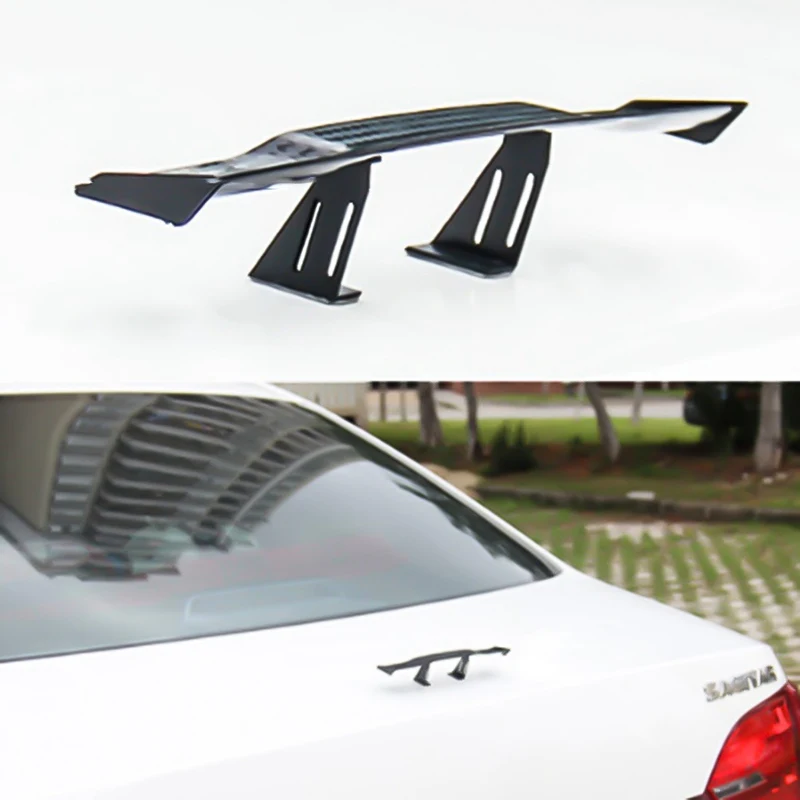 Car Modified Racing Rear Small Wing Mini Spoiler Air Deflector Spoiler Decoratio  Carbon Fiber Twill Look 17cm Car Free Punching