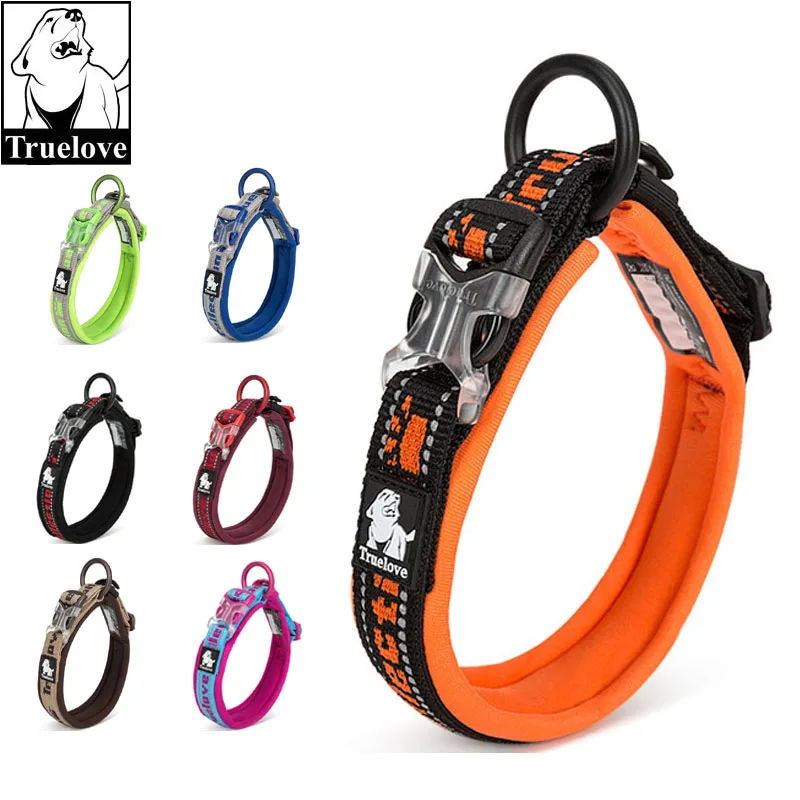 Truelove Neoprene 3M Refelctive Dog Collar Nylon Adjustable Pet Dog Collars Running Soft Padded Small Medium Large Dogs Puppy