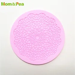 KCL578 Small Round Lace Pad Silicone Mold Sugar Paste Fondant Cake Decoration 3D Mould