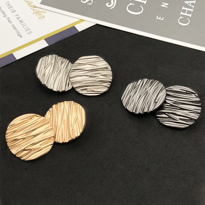 10pcs Simple Stripe Design Metal Buttons Clothing Decoration Accessories Black Buttons for Clothing Fashion Jacket Coat Buttons