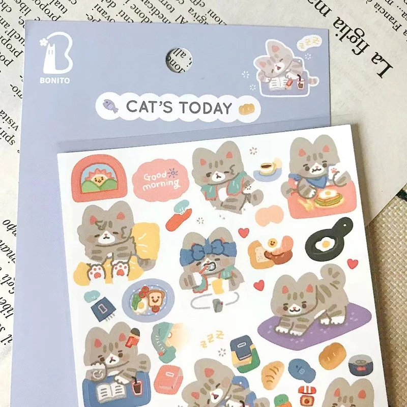 Bonito Cat\'s Today naklejki Korea Cute Animal naklejka z kotem dla dzieci terminarz planer dekoracje Scrapbooking DIY zapasy rzemieślnicze