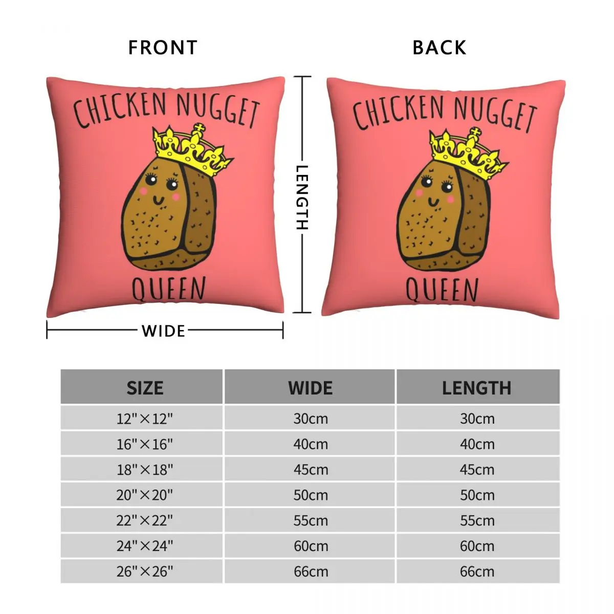 Chicken Nugget Queen Nuggets Pillowcase Polyester Linen Velvet Zip Decor Pillow Case Home Cushion Cover