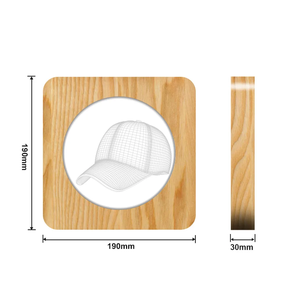 Baseball Cap Sports 3D LED Arylic Wooden Night Lamp Table Light Switch Control Carving Lamp for Children's Room Decorate Gift