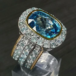 Huitan Classic Oval-shaped Women Finger Rings Gorgeous Wedding Anniversary Gift for Love Full Paved Shiny CZ Lady Luxury Jewelry