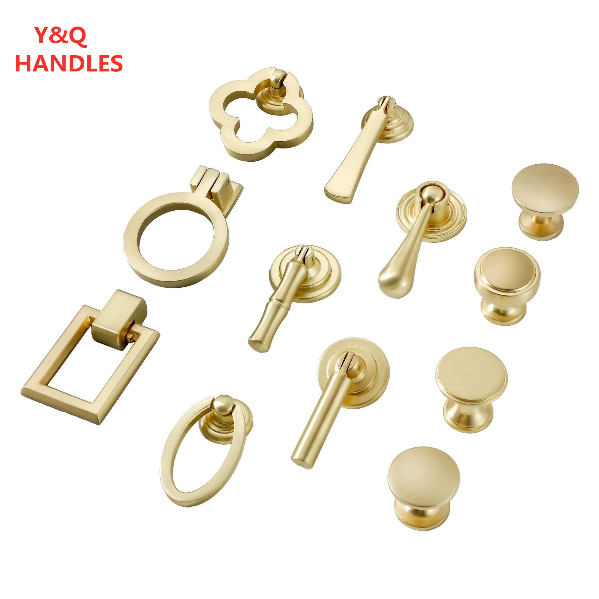 Handles Drawer Cabinet Furniture Kitchen Handles for Cabinet Knob Door Drawer Furniture Kitchen Golden Single hole Rings Knob