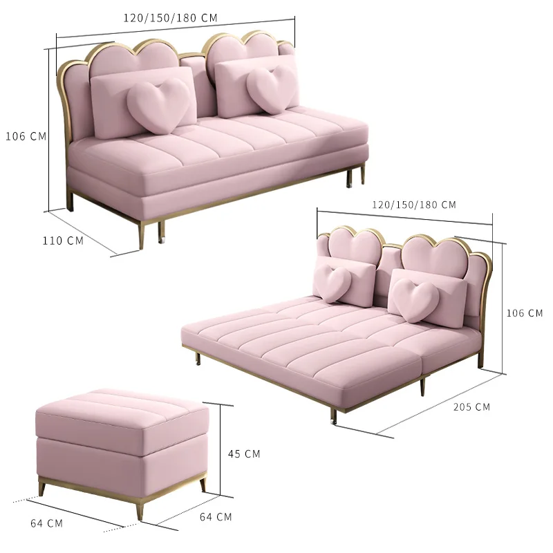 Light luxury sofa bed dual-purpose foldable small apartment simple leather cloth multi-function disposable sofa bed