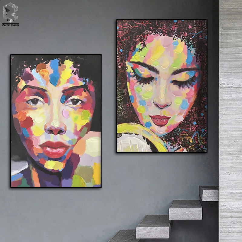 HD Colorful Oil Painting Girl Posters And Prints Canvas Painting Home Decor Stranger Things Wall Art Pictures For Living Room