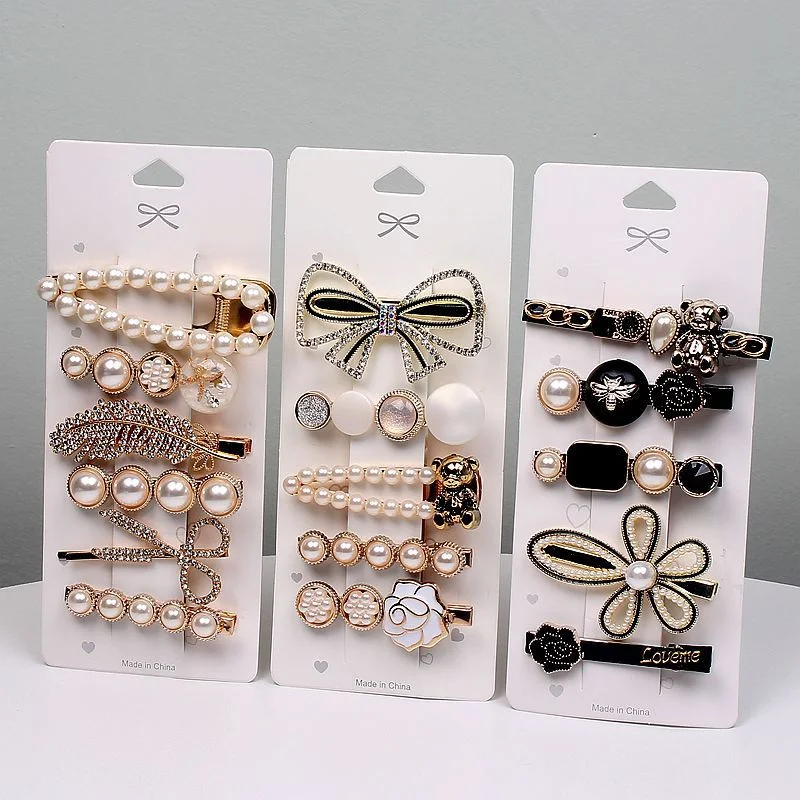 1 Set Retro Elegant Rhinestone Pearl Hairpins Gift Women Girls Hair Clips Pins Barrettes Accessories Hairclip Headdress Hairgrip