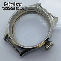 Miksi 43mm silver polished stainless steel watch case sapphire glass fit ETA6497 6498 Seagull ST3600 ST3620 ST36 series movement