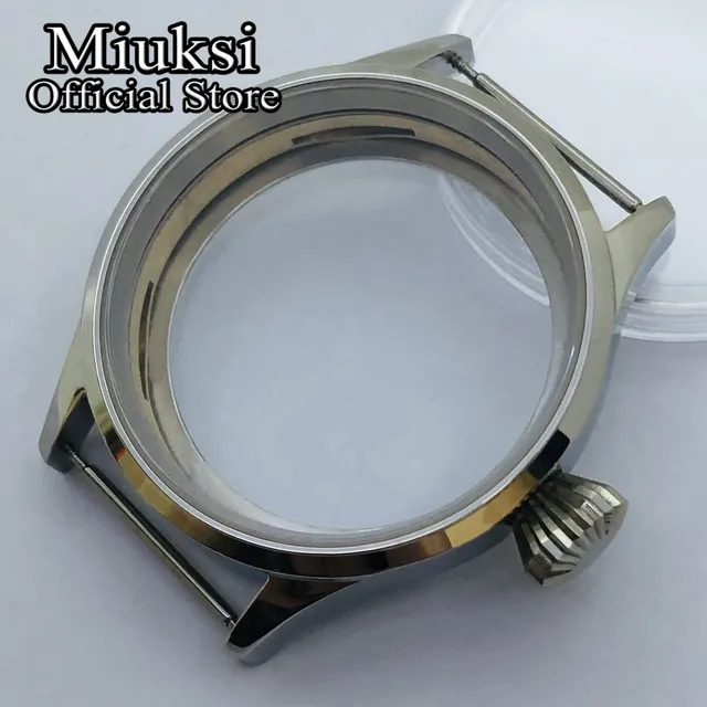 MPo 43 mm srebrna polerowana stal nierdzewna koperta zegarka szafirowe szkło pasuje do mechanizmu serii ETA6497 6498 Seagull ST3600 ST3620 ST36
