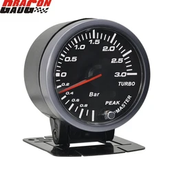 Dragon 60mm Car Turbo Boost  Gauge Warning Function Automotive Instrument Turbin Pressure -1~3 Bar Meter Free Shipping