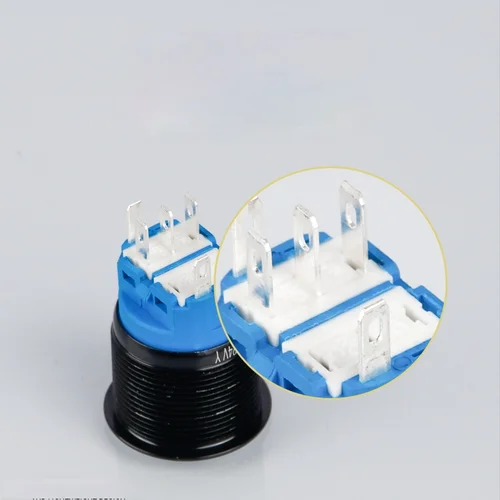 Imagen 2 del producto Interruptor de botón de 12/16/19/22mm, bloqueo momentáneo negro oxidado, interruptor de encendido y apagado fijo, luz LED de 3V, 6V, 12V, 24V, 220V