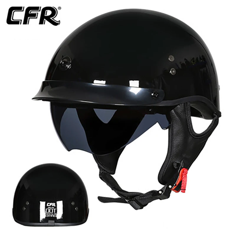 CFR-casco de fibra de carbono para moto, capacete retro con lente integrada