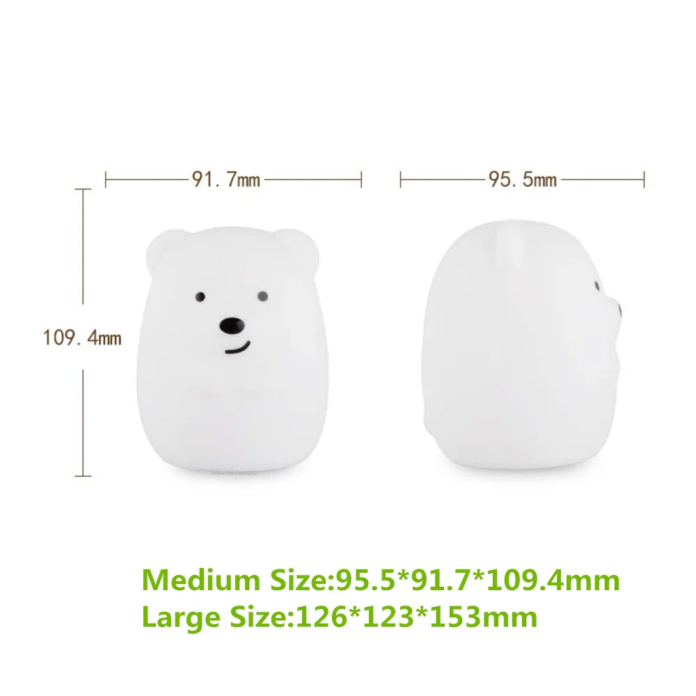 Touch Sensor RGB LED Bear Night Light Remote Control Dimmable Timer USB Rechargeable Silicone Lamp for Children Kids Baby Gift