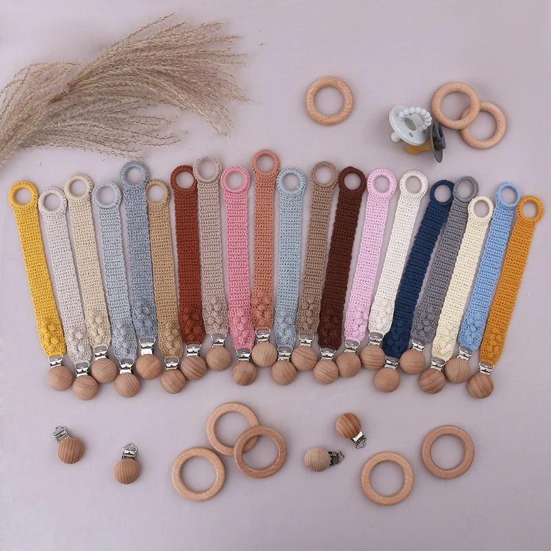 

BPA Free Handmade Crochet Baby Pacifier Clip Anti-drop Cotton Newborn Pacifier Clip Chain DIY Soother Nipple Holder Dummy Clips